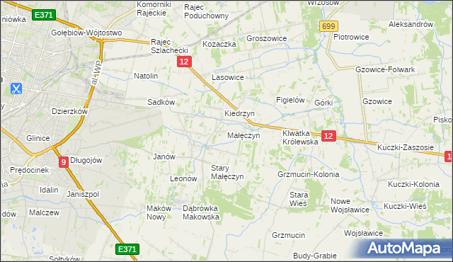 mapa Małęczyn gmina Gózd, Małęczyn gmina Gózd na mapie Targeo