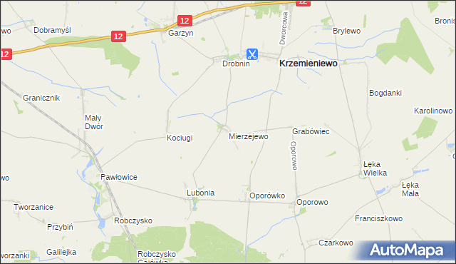 mapa Mierzejewo gmina Krzemieniewo, Mierzejewo gmina Krzemieniewo na mapie Targeo