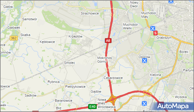 mapa Mokronos Górny, Mokronos Górny na mapie Targeo