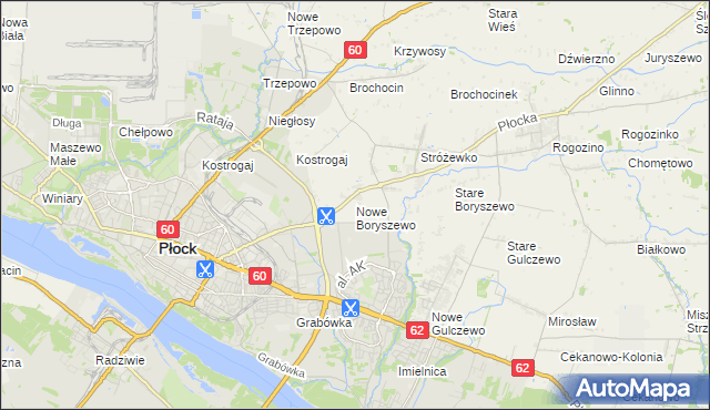 mapa Nowe Boryszewo, Nowe Boryszewo na mapie Targeo