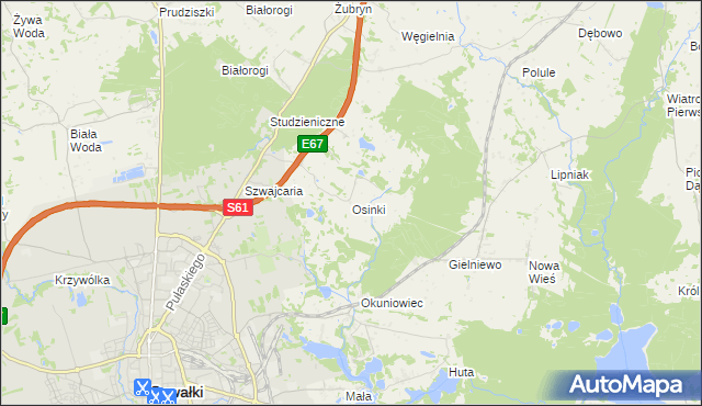 mapa Osinki gmina Suwałki, Osinki gmina Suwałki na mapie Targeo