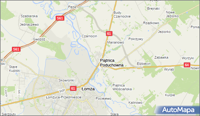 mapa Piątnica Poduchowna, Piątnica Poduchowna na mapie Targeo