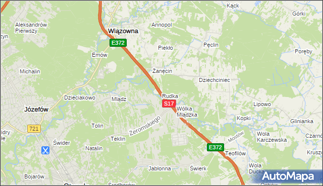 mapa Rudka gmina Wiązowna, Rudka gmina Wiązowna na mapie Targeo