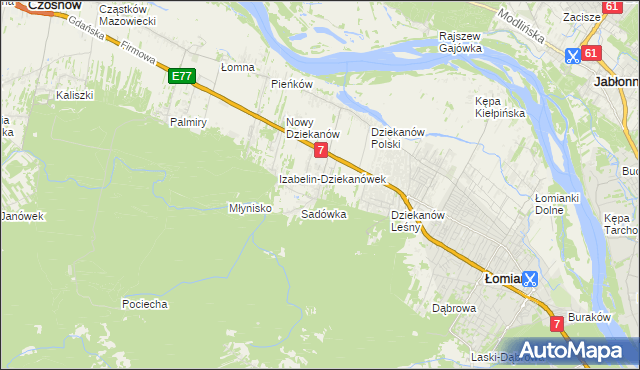 mapa Sadowa gmina Łomianki, Sadowa gmina Łomianki na mapie Targeo