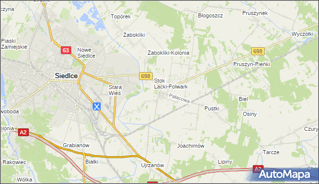 mapa Stok Lacki, Stok Lacki na mapie Targeo