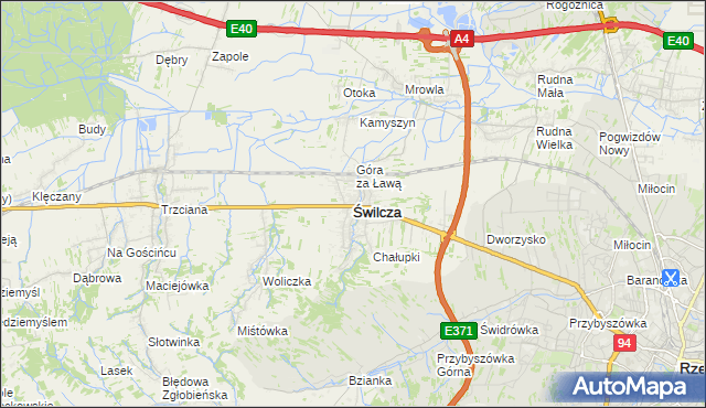 mapa Świlcza, Świlcza na mapie Targeo