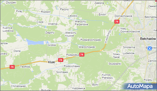 mapa Wierzchowiec, Wierzchowiec na mapie Targeo