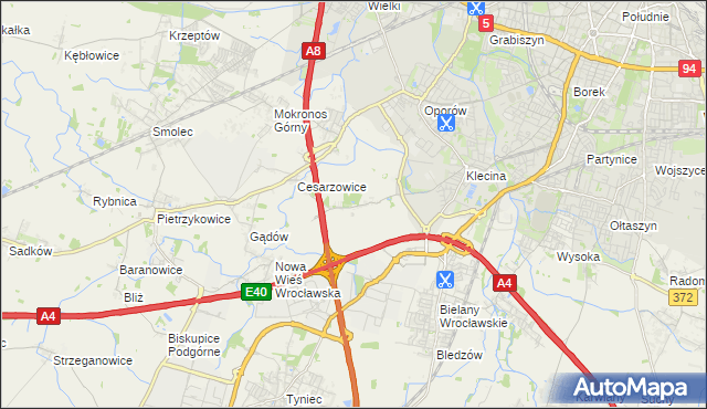 mapa Zabrodzie gmina Kąty Wrocławskie, Zabrodzie gmina Kąty Wrocławskie na mapie Targeo