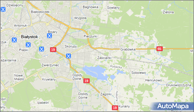 mapa Zaścianki gmina Supraśl, Zaścianki gmina Supraśl na mapie Targeo