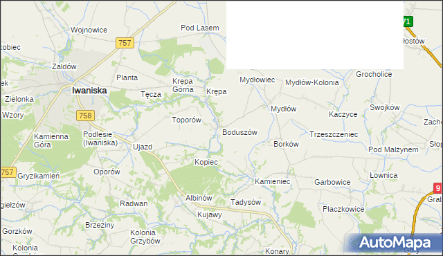 mapa Boduszów, Boduszów na mapie Targeo