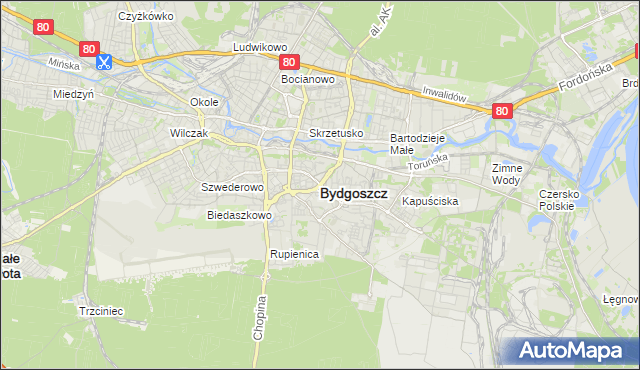 mapa Bydgoszczy, Bydgoszcz na mapie Targeo