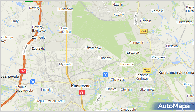mapa Julianów gmina Piaseczno, Julianów gmina Piaseczno na mapie Targeo