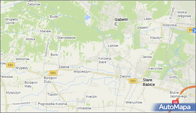 mapa Koczargi Stare, Koczargi Stare na mapie Targeo