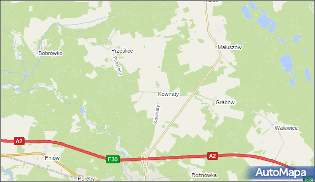 mapa Kownaty gmina Torzym, Kownaty gmina Torzym na mapie Targeo