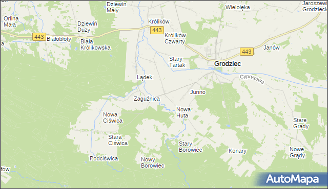 mapa Lipice gmina Grodziec, Lipice gmina Grodziec na mapie Targeo
