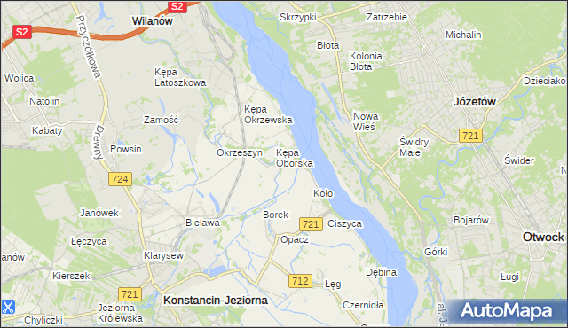 mapa Obórki gmina Konstancin-Jeziorna, Obórki gmina Konstancin-Jeziorna na mapie Targeo