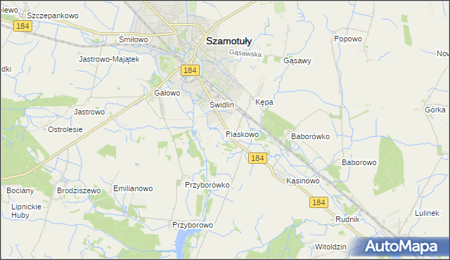 mapa Piaskowo gmina Szamotuły, Piaskowo gmina Szamotuły na mapie Targeo