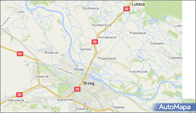mapa Pisarzowice gmina Lubsza, Pisarzowice gmina Lubsza na mapie Targeo