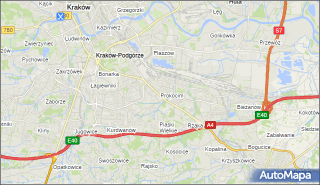 mapa Prokocim, Prokocim na mapie Targeo