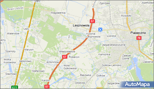 mapa Wilcza Góra gmina Lesznowola, Wilcza Góra gmina Lesznowola na mapie Targeo