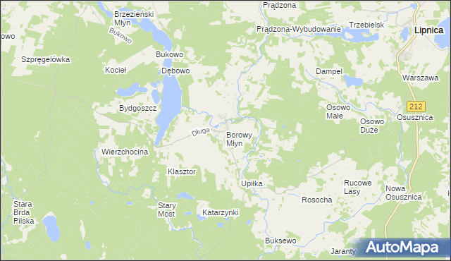 mapa Borowy Młyn gmina Lipnica, Borowy Młyn gmina Lipnica na mapie Targeo