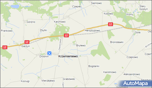 mapa Brylewo gmina Krzemieniewo, Brylewo gmina Krzemieniewo na mapie Targeo