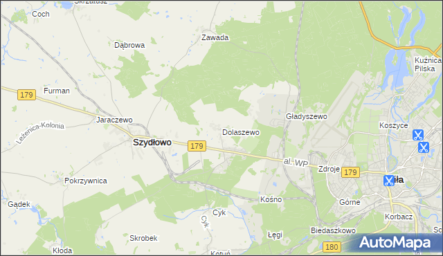 mapa Dolaszewo, Dolaszewo na mapie Targeo