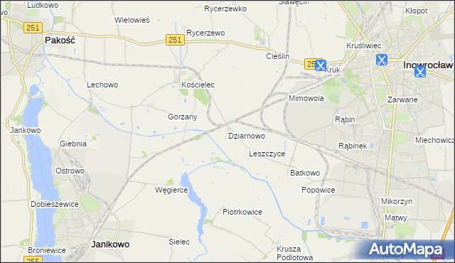 mapa Dziarnowo gmina Pakość, Dziarnowo gmina Pakość na mapie Targeo