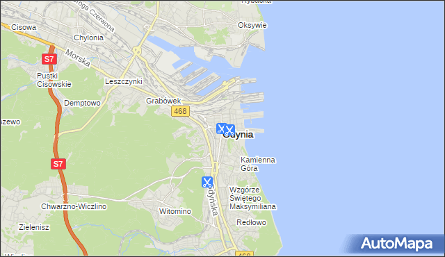 mapa Gdyni, Gdynia na mapie Targeo