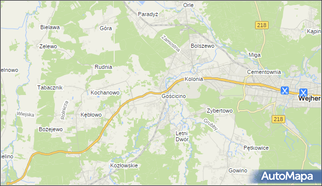 mapa Gościcino, Gościcino na mapie Targeo