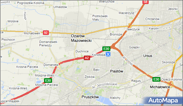 mapa Konotopa gmina Ożarów Mazowiecki, Konotopa gmina Ożarów Mazowiecki na mapie Targeo