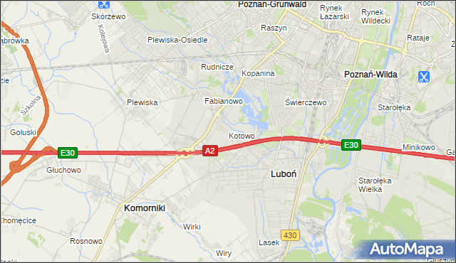mapa Kotowo gmina Poznań, Kotowo gmina Poznań na mapie Targeo