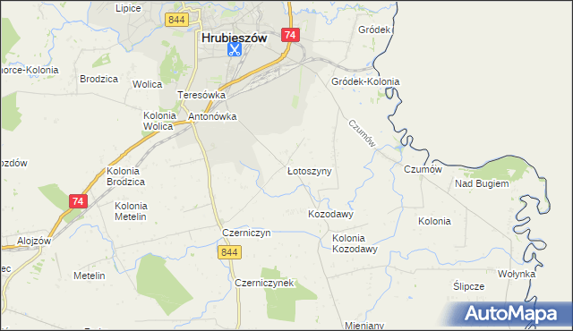 mapa Łotoszyny, Łotoszyny na mapie Targeo