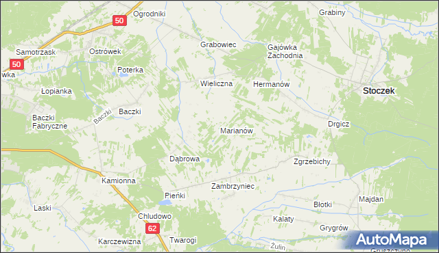 mapa Marianów gmina Stoczek, Marianów gmina Stoczek na mapie Targeo