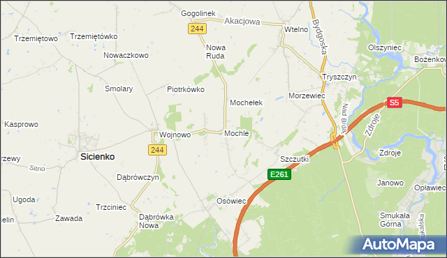 mapa Mochle, Mochle na mapie Targeo