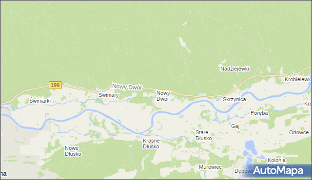 mapa Nowy Dwór gmina Skwierzyna, Nowy Dwór gmina Skwierzyna na mapie Targeo