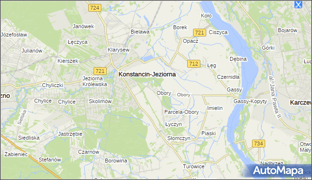 mapa Obory gmina Konstancin-Jeziorna, Obory gmina Konstancin-Jeziorna na mapie Targeo