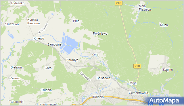 mapa Orle gmina Wejherowo, Orle gmina Wejherowo na mapie Targeo