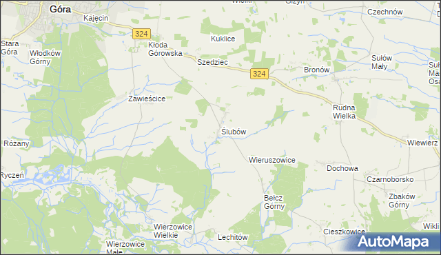 mapa Ślubów gmina Góra, Ślubów gmina Góra na mapie Targeo