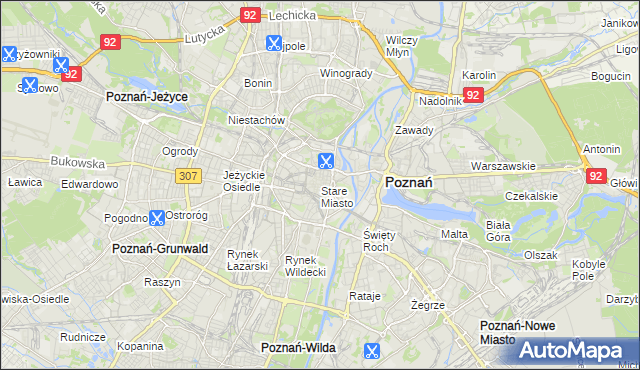 mapa Stare Miasto gmina Poznań, Stare Miasto gmina Poznań na mapie Targeo