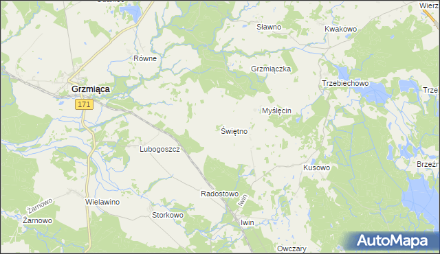 mapa Świętno gmina Grzmiąca, Świętno gmina Grzmiąca na mapie Targeo