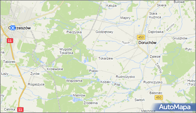 mapa Tokarzew gmina Doruchów, Tokarzew gmina Doruchów na mapie Targeo