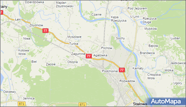 mapa Agatówka gmina Zaleszany, Agatówka gmina Zaleszany na mapie Targeo