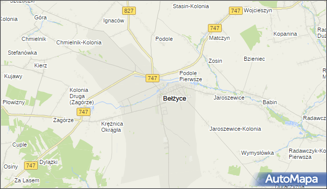 mapa Bełżyce, Bełżyce na mapie Targeo