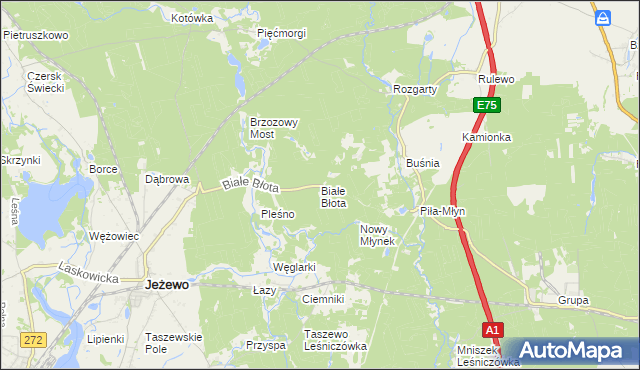 mapa Białe Błota gmina Jeżewo, Białe Błota gmina Jeżewo na mapie Targeo