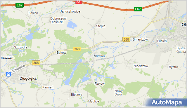 mapa Borowa gmina Długołęka, Borowa gmina Długołęka na mapie Targeo