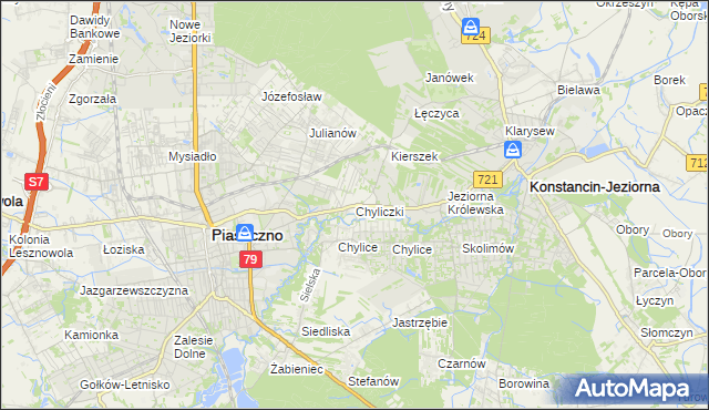 mapa Chyliczki gmina Piaseczno, Chyliczki gmina Piaseczno na mapie Targeo