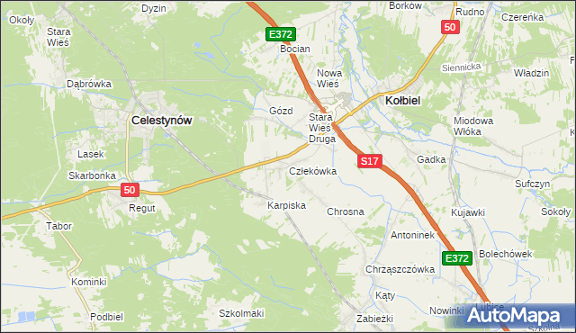 mapa Człekówka, Człekówka na mapie Targeo