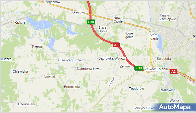 mapa Dąbrówka-Wyłazy, Dąbrówka-Wyłazy na mapie Targeo