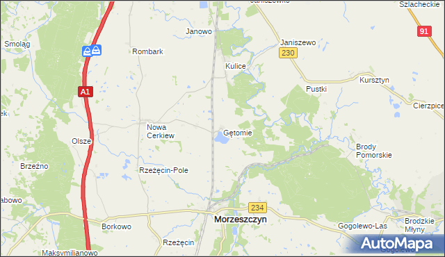 mapa Gętomie, Gętomie na mapie Targeo